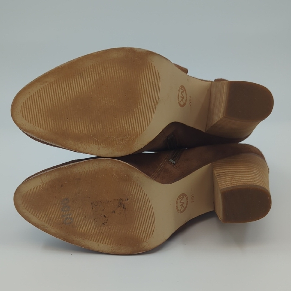 MICHAEL KORS Adams Cutout Suede Booties Brown Sz 10 - Picture 9 of 9